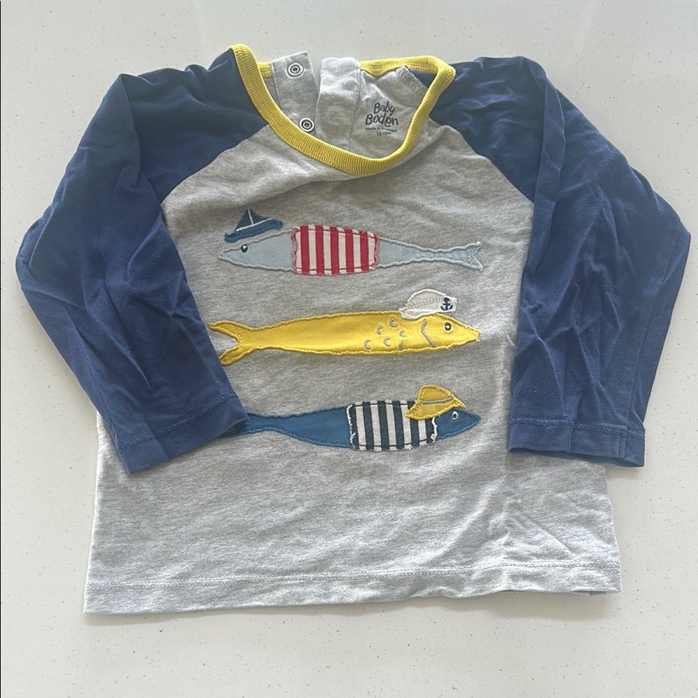 Baby Boden Long Sleeve Tees Blue Yellow